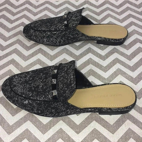 Marc Fisher Black and Silver Mules Size 6 - Picture 3 of 8